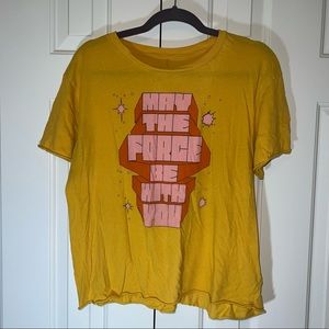 Star Wars Graphic T-Shirt, Yellow and Pink, Size XL, "May The Force Be With You"